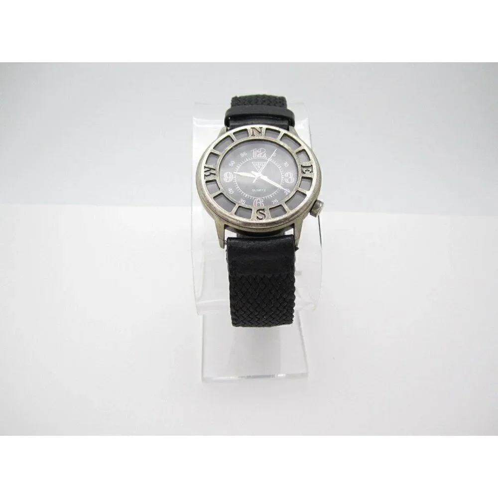 Vtg 1990 Women Guess Quartz WR Analog 34mm Dial Contemporary‎ Round Watch (F157)
